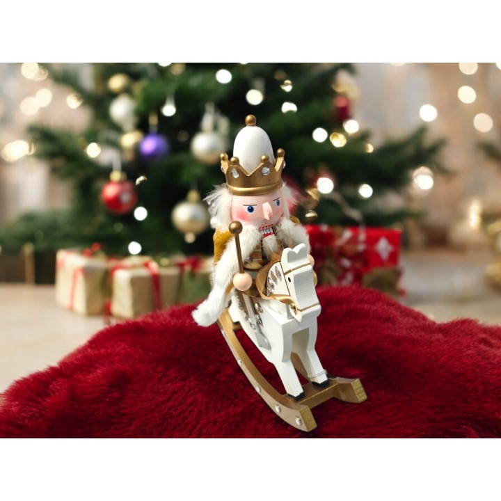 Schiaccianoci a cavallo in legno 28 cm oro