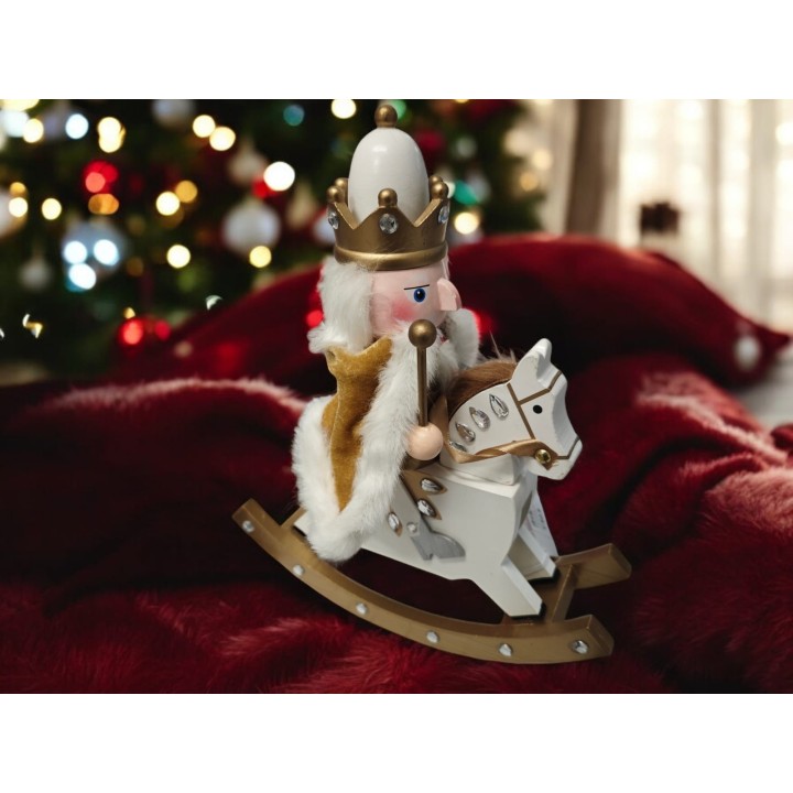 Schiaccianoci a cavallo in legno 28 cm oro