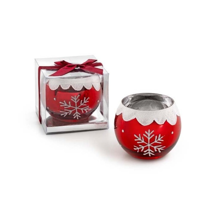 BICCHIERE PORTACANDELA FIOCCO NEVE