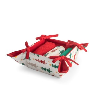 Cestino 3 strofinacci forest in 50% cotone riciclato e 50% poliestere cm 50x70 cotone tinto in filo