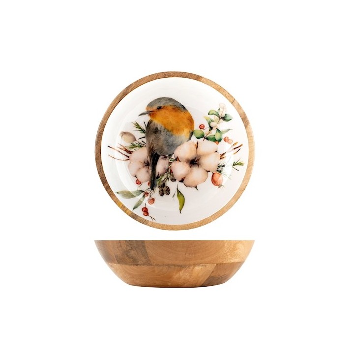 Coppa in legno di mango decorata cm 25 decori assortiti