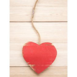 Cuore in legno 10 cm rosso