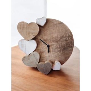 Orologio in legno artigianale decoro cuori 32 cm | CarinCasa
