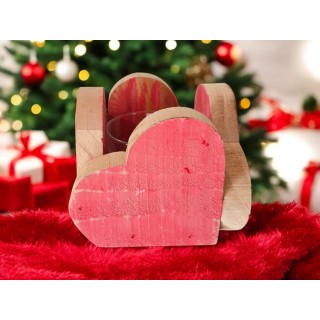 Portacandela cuori rossi 14x14 cm | CarinCasa