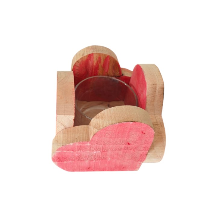 Portacandela cuori rossi 14x14 cm | CarinCasa