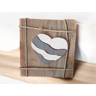 Quadretto 15 cm in legno artigianale con cuore zebrato |…