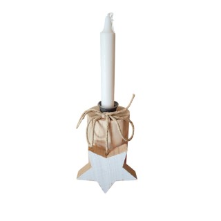 Portacandela in legno con stella e fiocco 8 x 30 cm |…