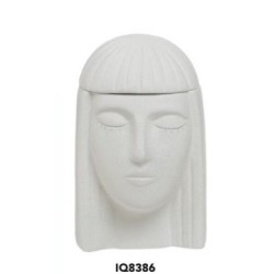 Scatola egiziana porta candela bianco gres 13x18 cm Ilary Queen