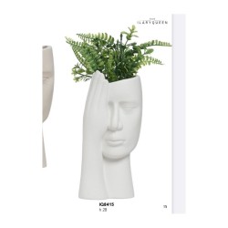 Vaso volto mano bianco gres h.28 cm con scatola