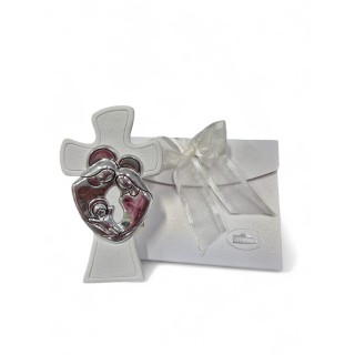 Croce resina placca silver sacra famiglia stilizzata 13 cm…