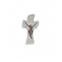 Croce tao resina e silver bianco 10 cm