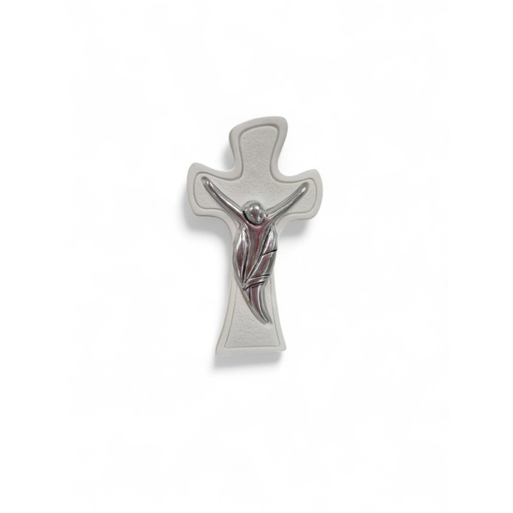 Croce tao resina e silver bianco 10 cm | CarinCasa