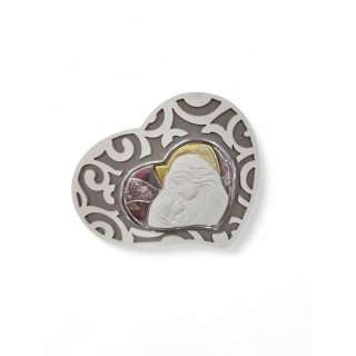 Sacra famiglia in legno con placca argento 15 cm tortora |…