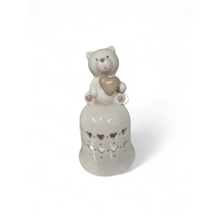 Campana con orsetto kharma living 6,2x6,2x11 cm bianco |…