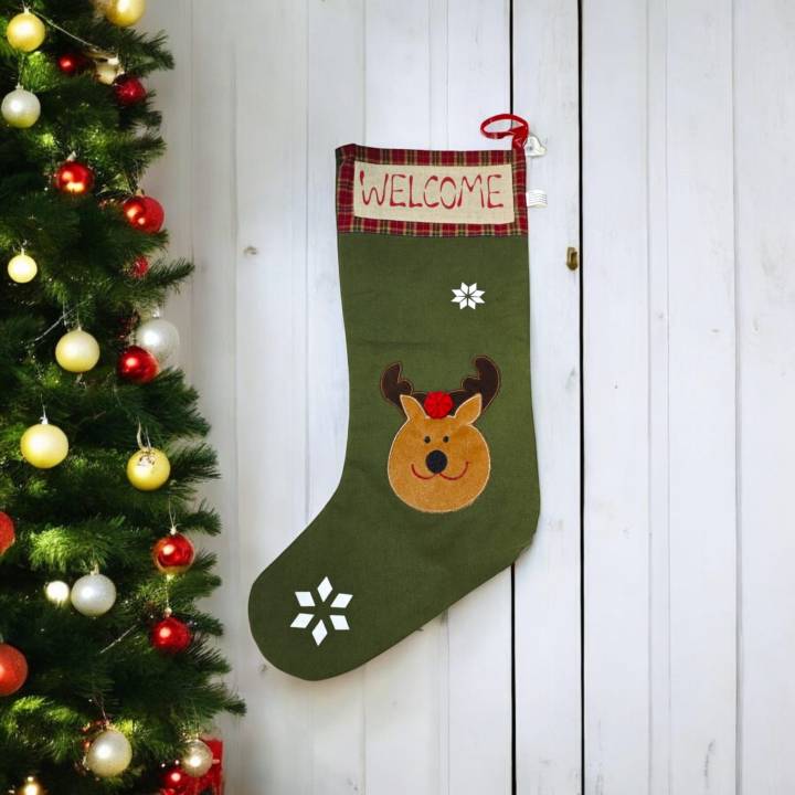 Calza scritta welcome con renna 45 cm | CarinCasa