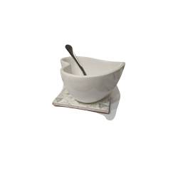 Antipastiera formaggiera con cucchiaio acciaio e mattonella inclusa Debora Carlucci 10x10 cm