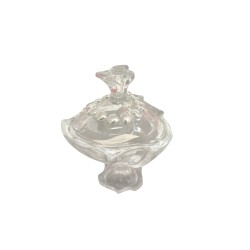 Alzata vetro rigata con cuori argento harmony 13x15 cm