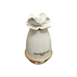 Porta candela bianco fiore bianco15x8.5 cm madrhelen