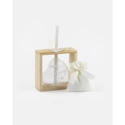 Profumatore a cuore in vetro con cornice in legno 10,5x4 cm margot