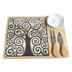 Tagliere grande fantin argenti con ceramica e legno 33x22 cm