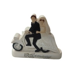 Sposi sopra torta Coppia sposi in scooter  10x8 cm