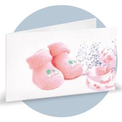 Bigliettino bomboniere nascita rosa con scarpette