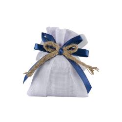 Sacchetto Juta Bianco Tema Mare Con Tirante Cm 10,5X14 Conf. Da 12 Pz