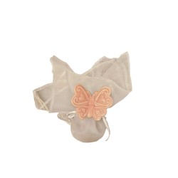 Sacchetto bianco con magnete farfalla porcellana rosa harmony 5 cm