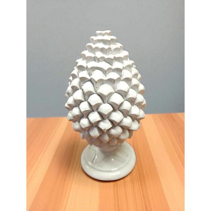 Pigna 3d bianca harmony con piede 8x15 cm | CarinCasa