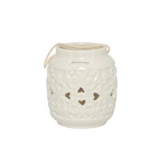 Porta candela porcellana bianca led 8x10 cm | CarinCasa