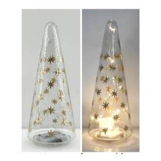 Albero Vetro LED Stelle Oro 10X38H