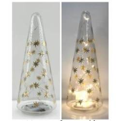 Albero Vetro LED Stelle Oro 10X38H