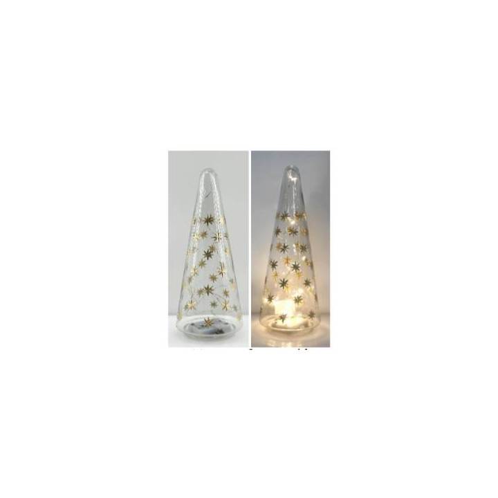 Albero Vetro LED Stelle Oro 10X38H