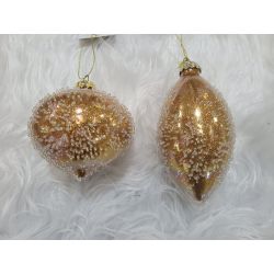 Addobbo natalizio in vetro color Bronzo con bolle 3 assortiti