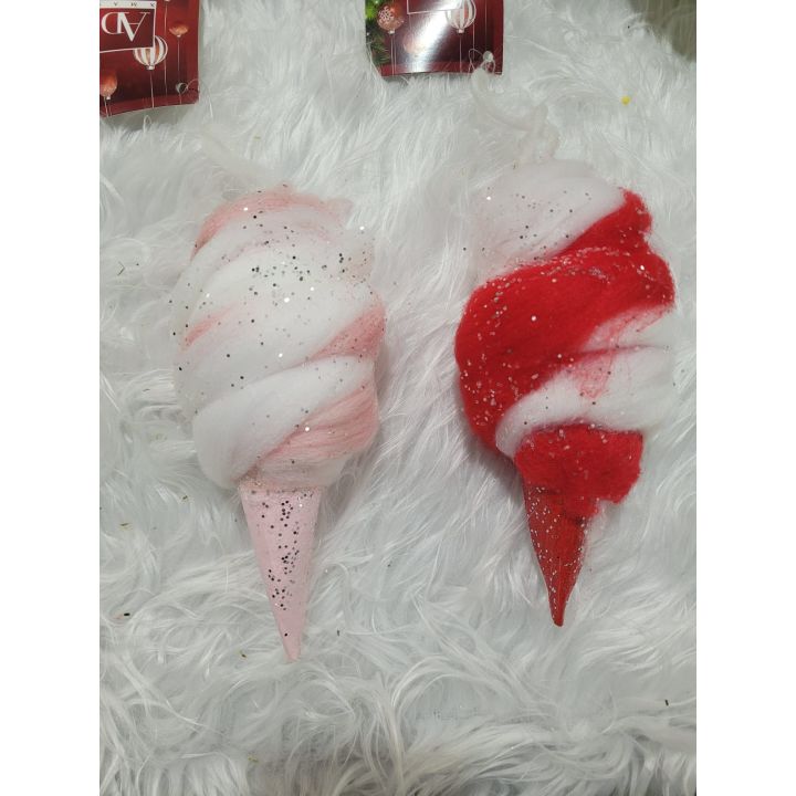 Decorazione natalizia da appendere a forma di zucchero filato
