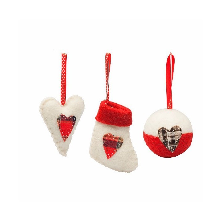 Set 3 addobbi natalizi in feltro bianchi | CarinCasa