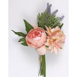 Bouquet di Dalia, Peonia e Lavanda Artificiali Rosa, 36 cm