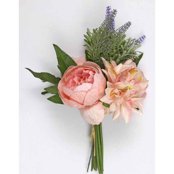 Bouquet di Dalia, Peonia e Lavanda Artificiali Rosa 36 cm | Carin Casa