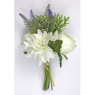Bouquet di Dalia, Peonia e Lavanda Artificiali Panna 36 cm | Carin Casa