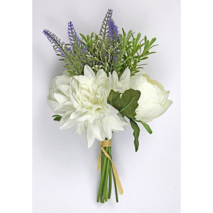 Bouquet di Dalia, Peonia e Lavanda Artificiali Panna 36 cm | Carin Casa