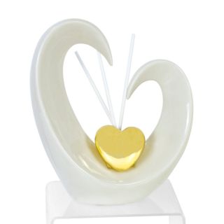 Profumatore Cuore in Porcellana Bianca con Cuore Dorato | Carin Casa