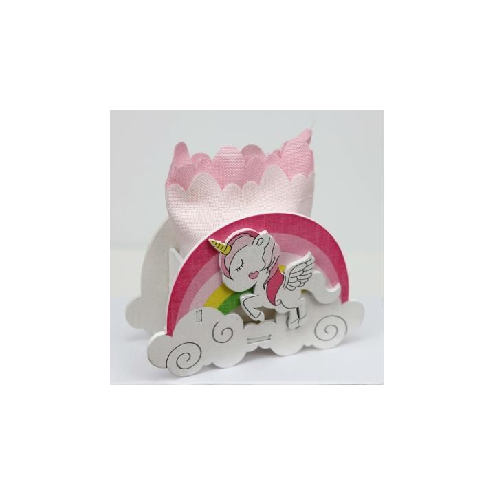 Unicorno Arcobaleno in Legno con Sacchetto Rosa | Carin Casa