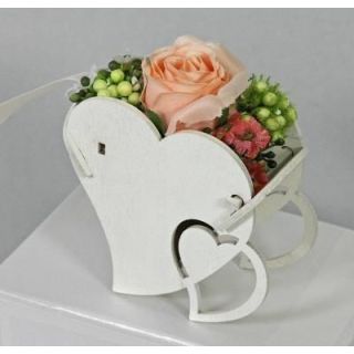 Scatola Cuore in Legno Bianco con Fiori Pesca | Carin Casa