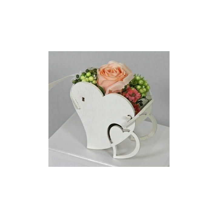 Scatola Cuore in Legno Bianco con Fiori Pesca | Carin Casa