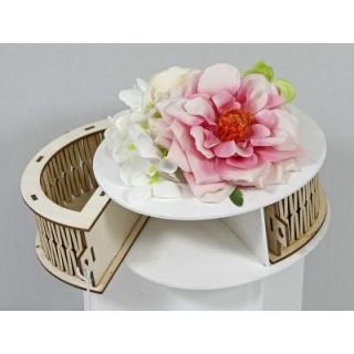 Scatola Tonda Legno con Fiori Fucsia 15 cm | Carin Casa