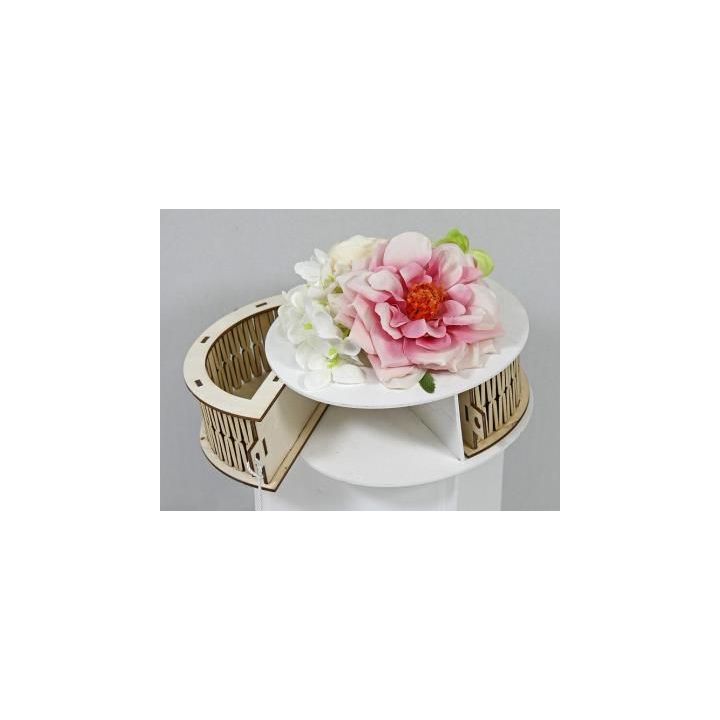 Scatola Tonda Legno con Fiori Fucsia 15 cm | Carin Casa