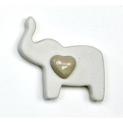 Calamita Elefante in Porcellana con Cuoricino Avorio