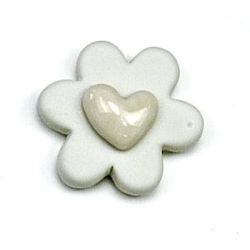 Calamita Fiore in Porcellana con Cuoricino Avorio