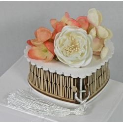 Scatola Cuore in Legno Bicolore con Fiori Cream