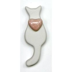Calamita Gatto in Porcellana con Cuoricino Rosa